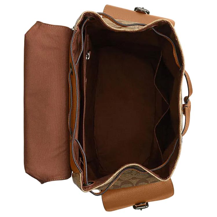 Coach Hudson 30 Classic Monogram Color Block Backpack Men Backpack Light-Saddle-Brown CR335-QBMYC
