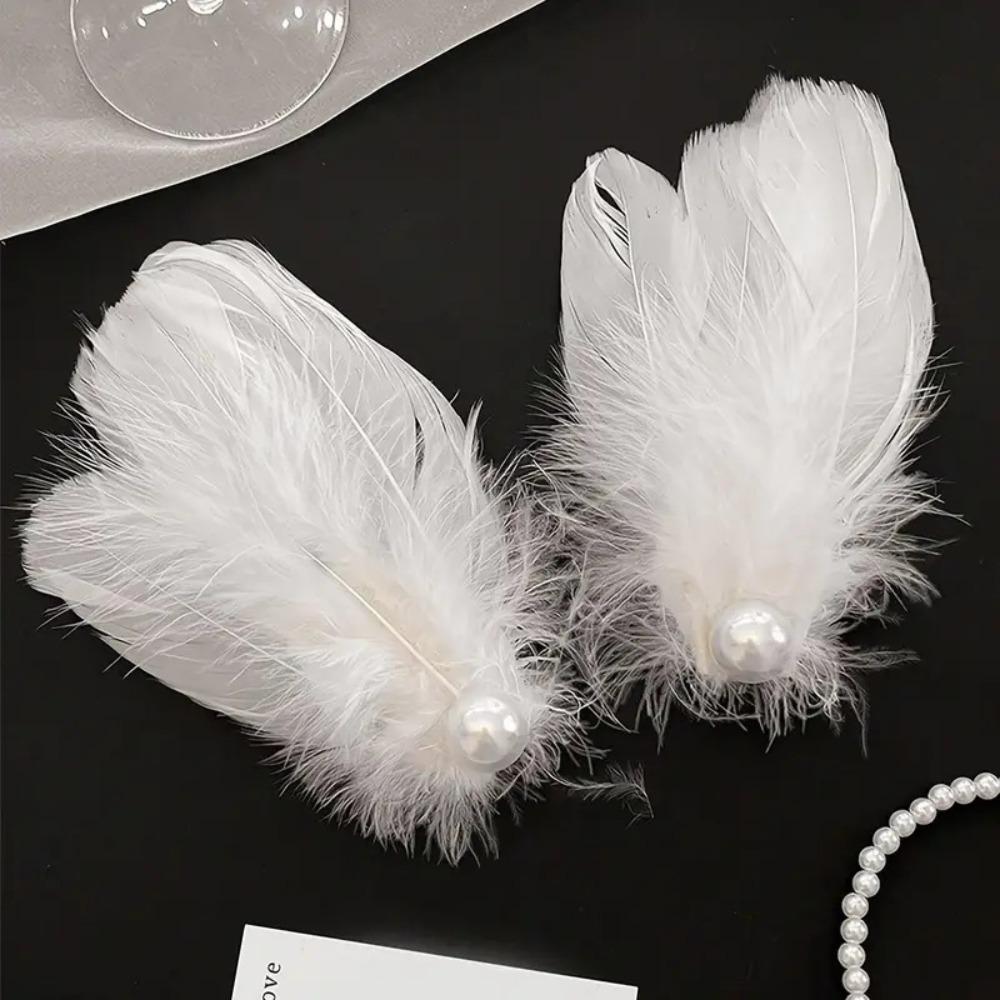 

Elegant Hair Clip Sweet Bangs Side Clip White Feather Hairpin For Women Girls Hair Accessories білий