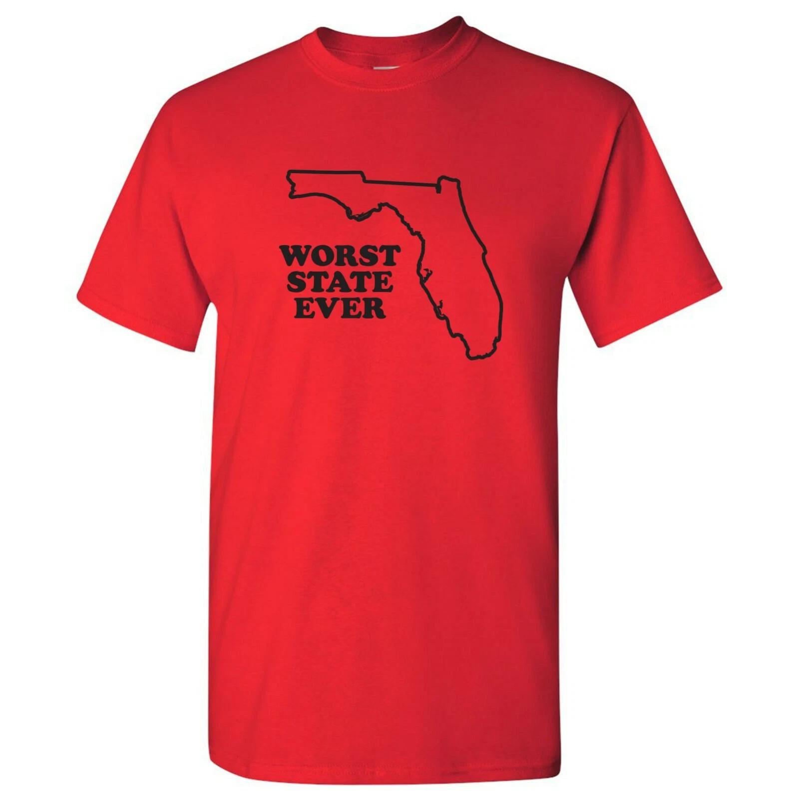 Florida Worst State Ever Basic Cotton T-Shirt - Red L