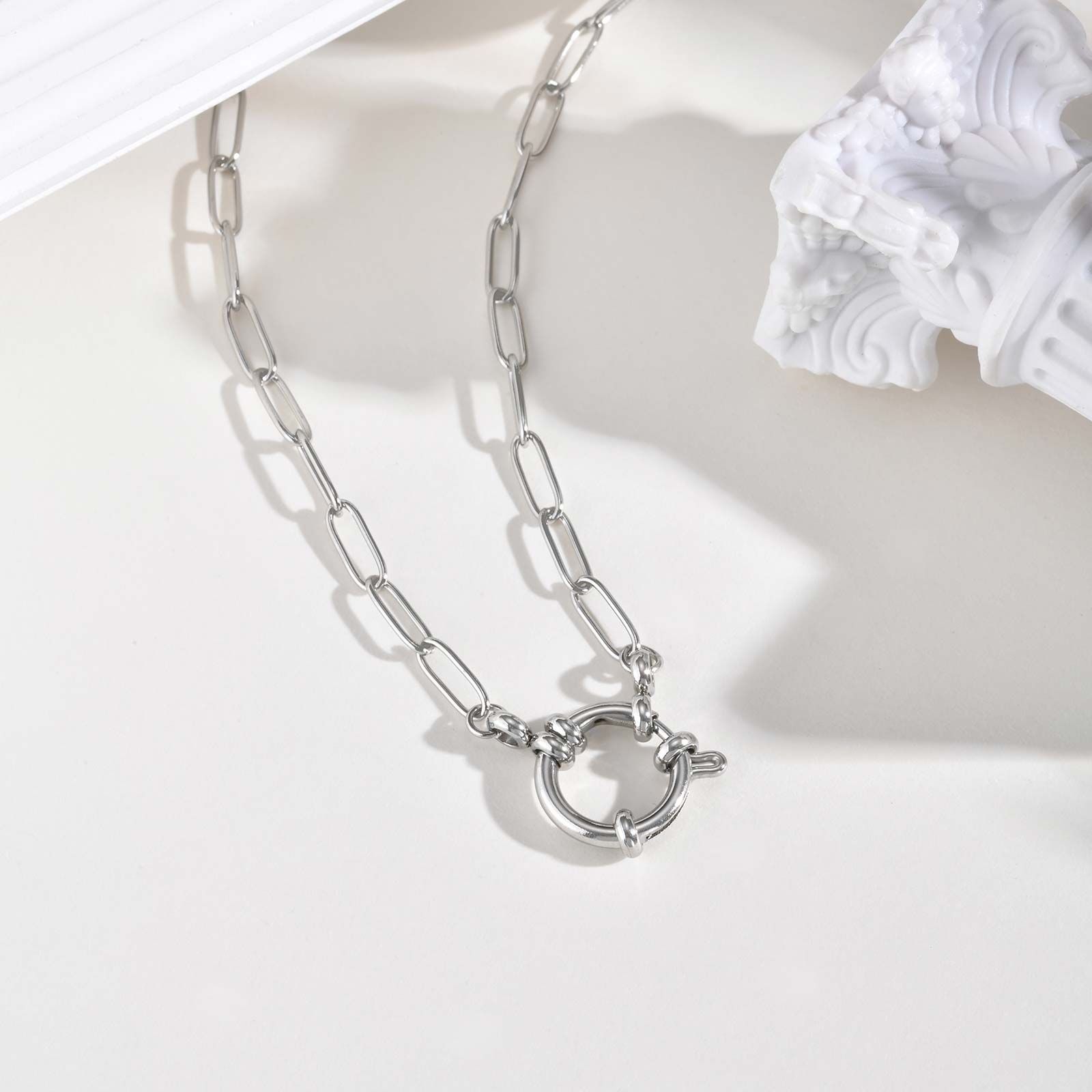 

Exquisite Rectangular Chain Necklace for Women,Stainless Steel Bubble Buckle Necklaces,Fashion Jewelry Gifts