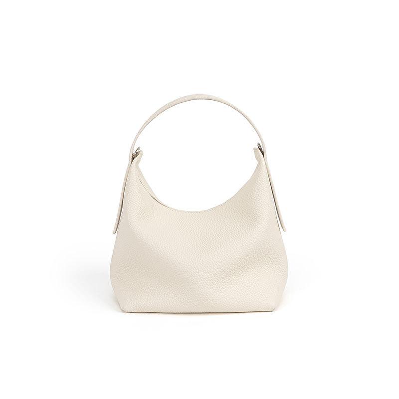 Commuting Versatile Bucket Bag Crossbody Bag Lychee Leather Fashionable Hand-held Leather Women's Bag Magnetic Button Simple Bag