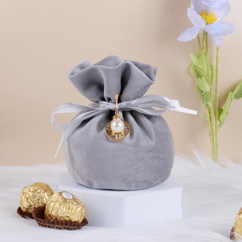 10Pcs Velvety Cloth Drawstring Bag Wedding Gift Wrapping Pouches Birthday Party Treat Bag For Candy Chocolate Jewelry