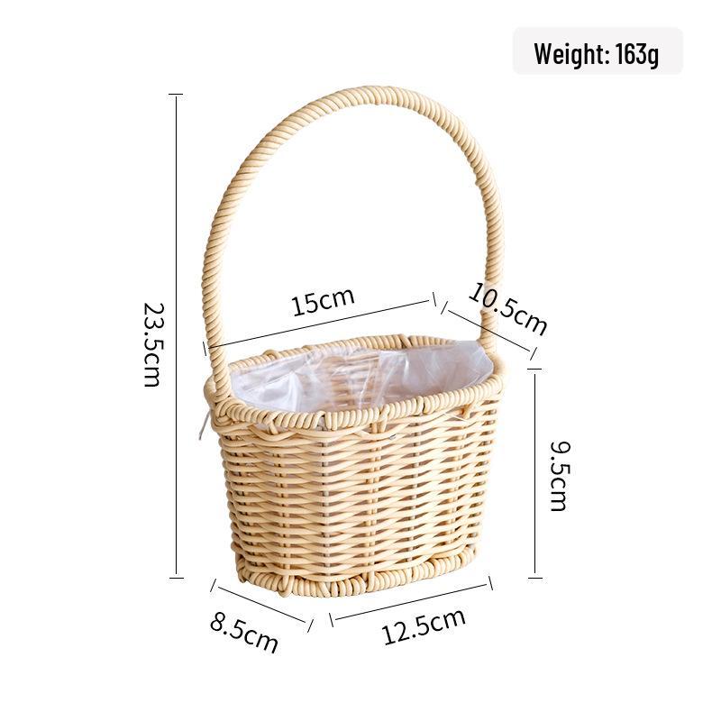 Rattan Woven Handheld Picnic & Flower Basket - Floral Storage & Decoration Basket