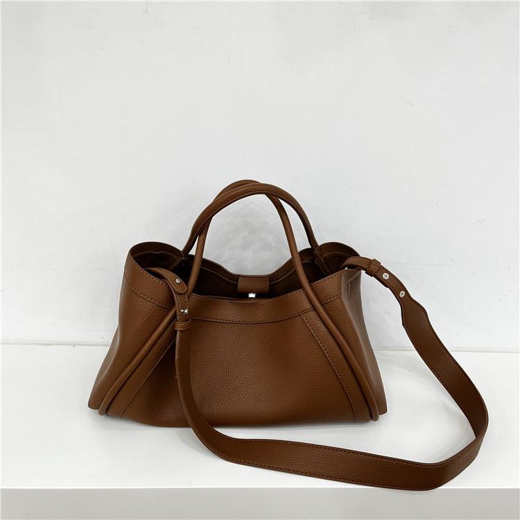 Large Capacity, Simple Style, Versatile Commuting, Lychee Patterned Soft Leather Shoulder Bag, Crossbody Carrying Handle, Mother