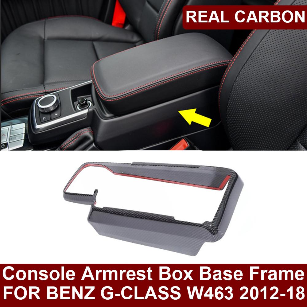 Car Real Carbon Fiber Central Console Armrest Box Base Frame Trim Cover For Mercedes-Benz W463 G350 G500 G550 G63 G65 2012-2018