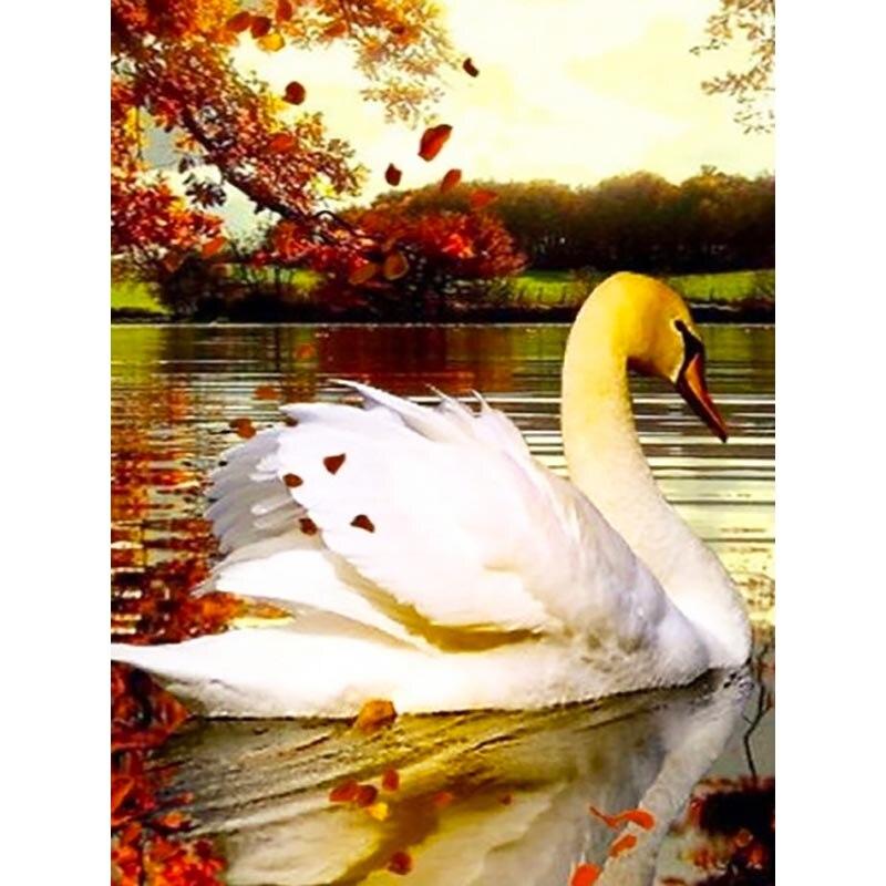 5D DIY Diamond Painting Dusk View Diamond Embroidery Swan Animal Cross Stitch Full Round Drill Manual Art Home Decor Gift