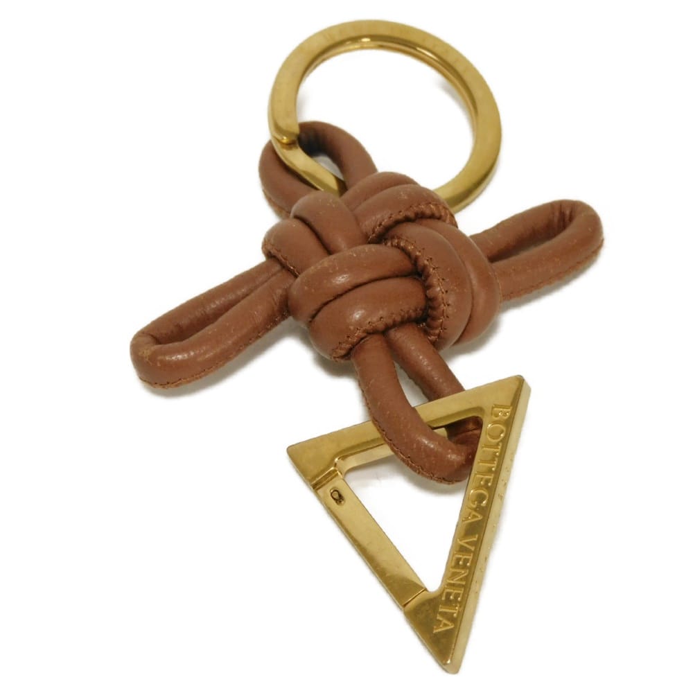 Used 11897 Triangle Key Ring 619100 V0050 2650 7950 Current Logo Ring Charm Intrecciato Brown Unisex from Japan
