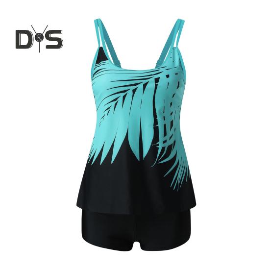 2-teiliges Tankini-Set mit abnehmbarem Brustpolster und verstellbaren Schultergurten, Oberteilen und elastischer Taille, bedrucktem Badehosen-Set, Strandmode