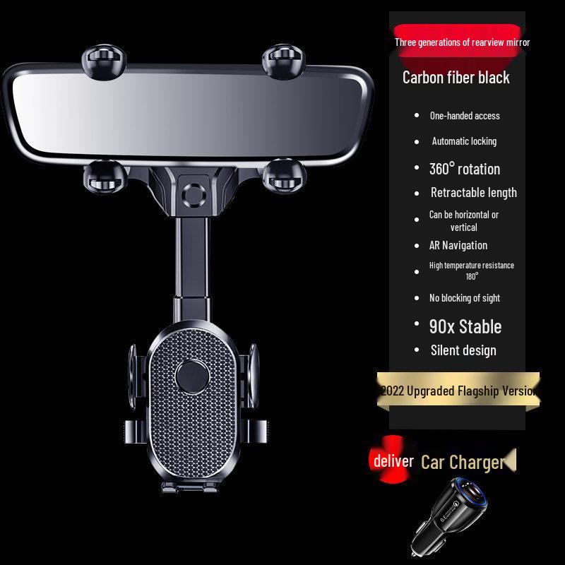 2024 Anti-Shake Car Rearview Mirror Phone Mount & Navigation Holder