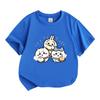 Kids Boys Girls 100% Cotton Crew Neck Short Sleeve T-Shirt, Cute Chibi Cartoon Three Friends Print Casual Soft Breathable Tee for Daily Play Wear, Lov