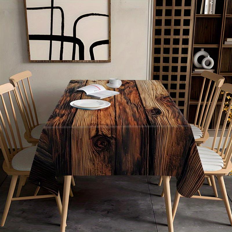 Rustic Wooden Pattern Tablecloth, Rectangular Polyester Table Cover, Festive Party Decor For Home, Coffee Table, All-Season Use