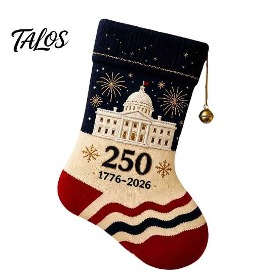 Soft Fabric Gift Bags for Candy USA 250th Anniversary 1776-2026 Embroidered Christmas Stocking, 18 Inch Large Sacks Neighbors Friends Patriotic