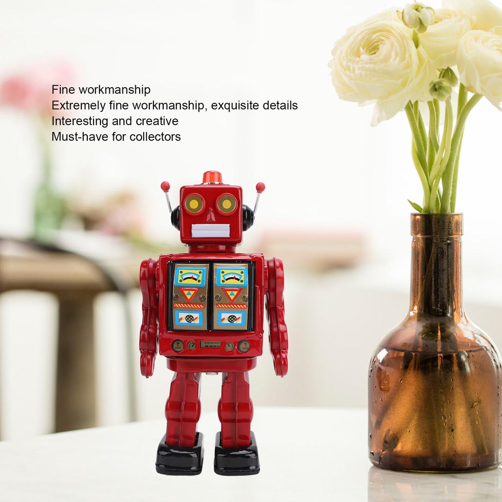 Electric Robot Toys Multipurpose Simulation Innovative 360 Degree Rotation Electric Walking Robot Tin Toy for Kids Presents Collection Red
