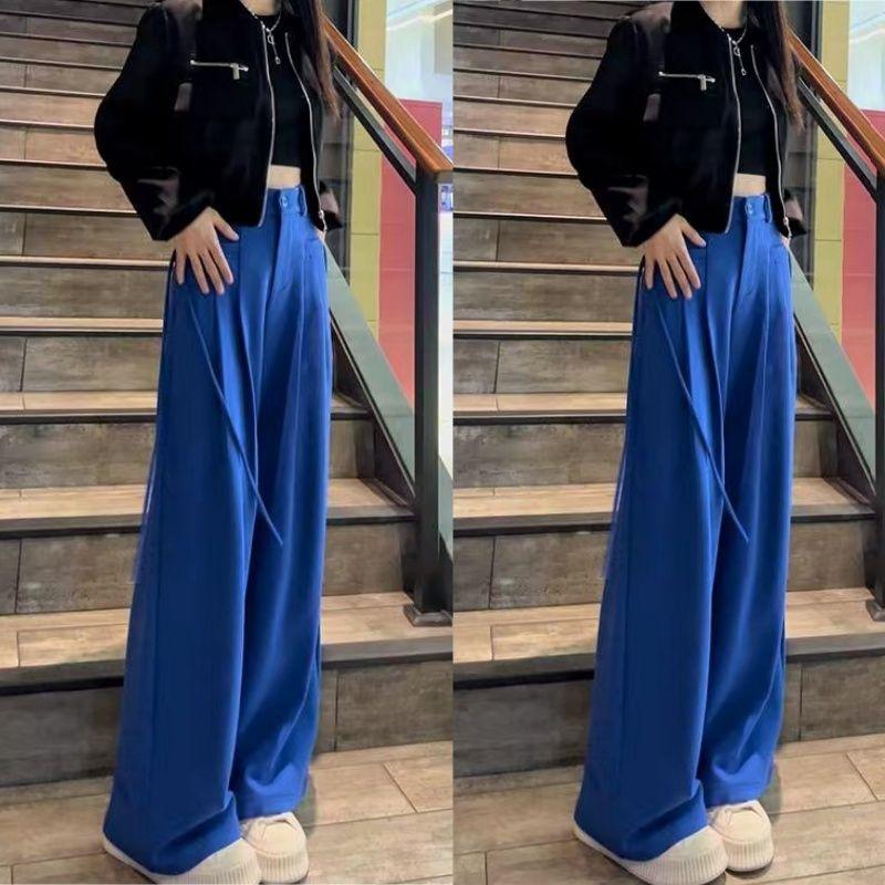 Women's Spring-Summer High-Waist Wide-Leg Pants | Stylish Straight-Leg Casual Athletic Tailored Trousers | Versatile Floor-Length Dress Pants