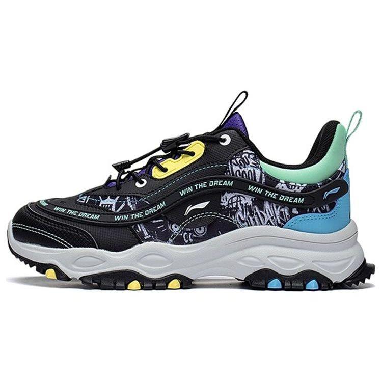 Li Ning Kids Fleece Comfortable Non-Slip Shock Absorbing Wear-Resistant Sports Casual Shoes Kids Sneakers Black YKCS158-21
