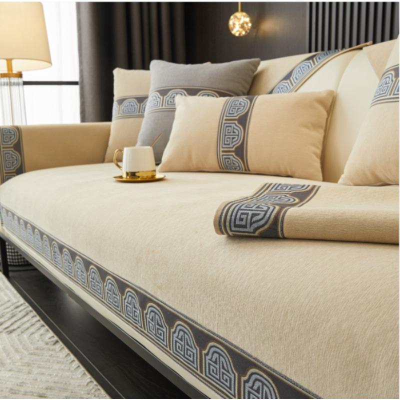 Embroidery Non-slip Sofa Towel Pillowcase Decore Home L-shaped Sofas Cushion Four Season Universal Sofa Cover Home