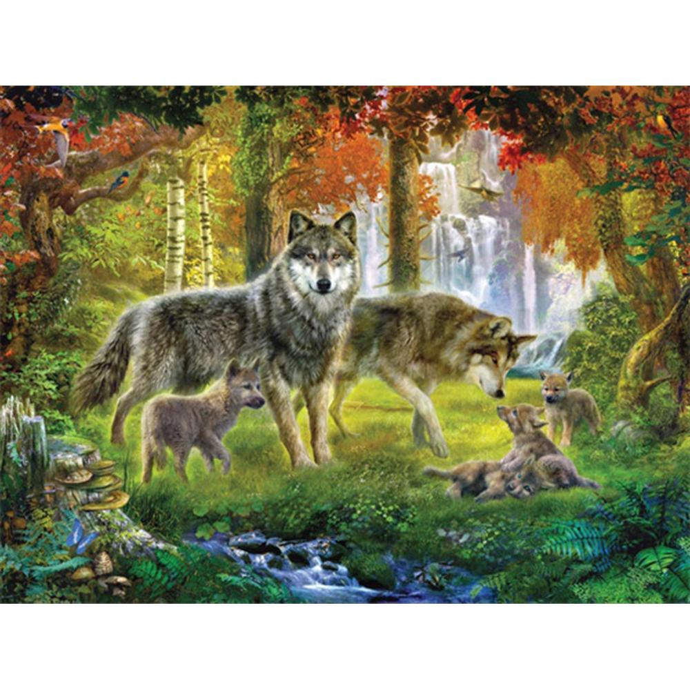 

Алмазная мозаика Волки Full Round 50X70CM темно-красного