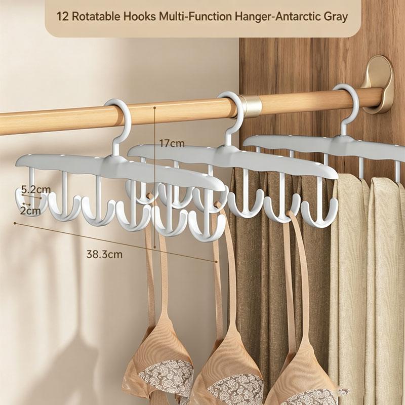 12-Hook Rotating Hanger – Space-Saving Closet Organizer for Ties, Belts, Underwear, Skirts | Portable Home & Dorm Storage