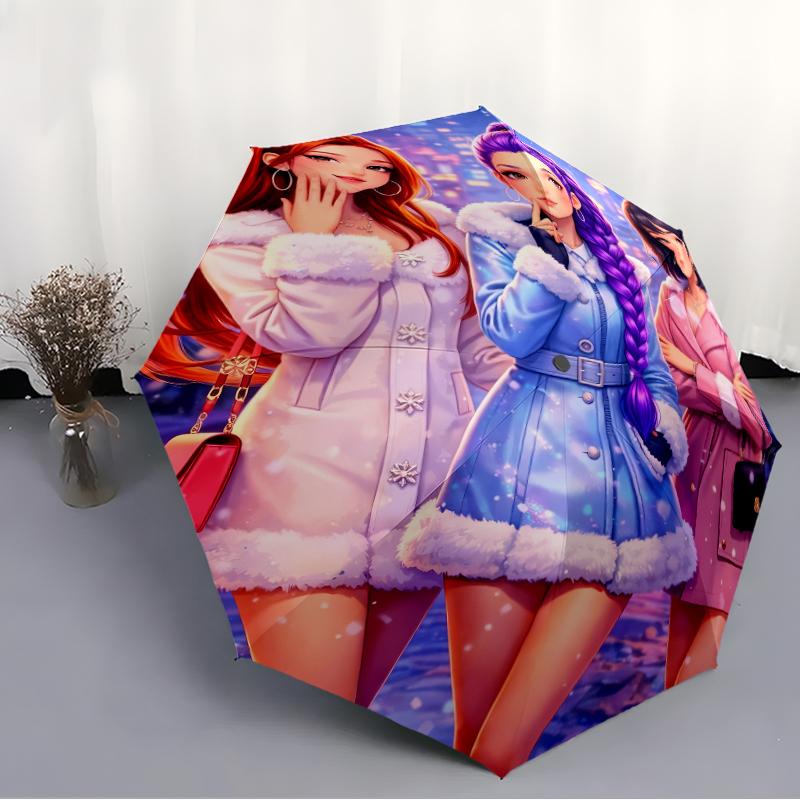 Printed Demon HunterPrinted Folding Umbrella,Outdoor,Leisure,And Travel Umbrella,Durable Umbrella Fabric,Birthday And Holiday Gift