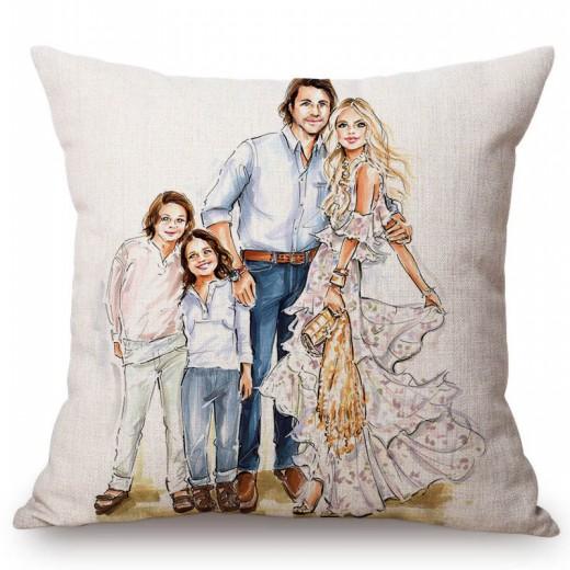 Baby Mother Parenting Art Cozy Family Hand Drawing Sketch Home Decoration Cotton Linen Sofa Throw Pillow Case Car Cushion Cover