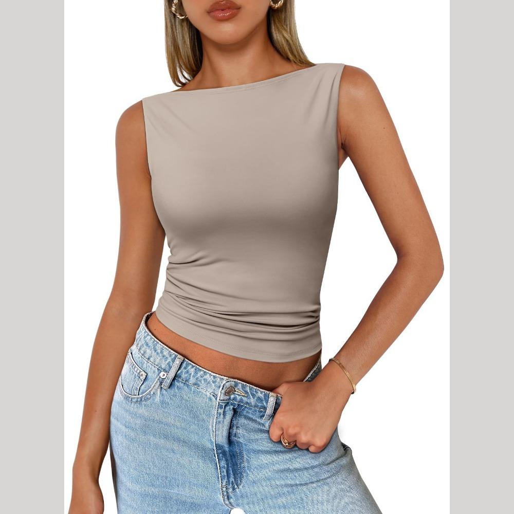 

Женская повседневная однотонная безрукавка-майка, весна-лето, облегающая внутренняя модная майка L серый