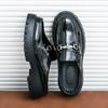 Męskie mokasyny typu mule, skórzane chodaki, buty typu slip-on, codzienne, odkryte, półdrag, buty imprezowe, gruba podeszwa, buty zwiększające wysokość