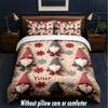 Gnome Theme Custom Text Or Name 3Pcs Bedding Set,1 Flat Sheet & 2 Pillowcases Personalized Home Bedding