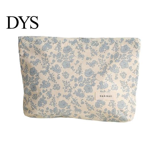 Compact Travel Case Floral Cotton Makeup Bag, Large Capacity Toiletry Bag with Multi Portable Beauty Storage Compartments, Cute Skincare Cosmetic