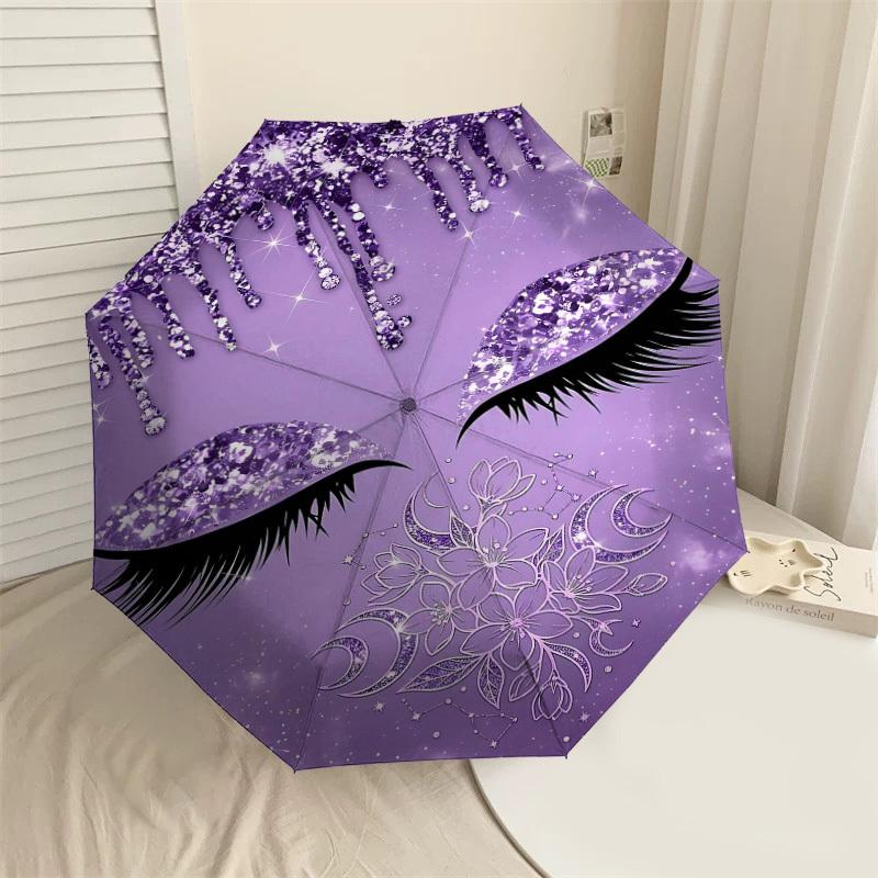

1PC Eyes Glitter Umbrella-8-Rib Reinforced Portable Folding Travel Suitable for All Seasons Outdoor Daily Use Is an Ideal Choice -K0356