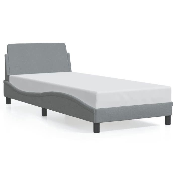 VidaXL Bed Frames with Headboard, Upholstered Bed with Slatted Base, Single Bed with Feet, Adult Bedroom Bed, Grey 373065