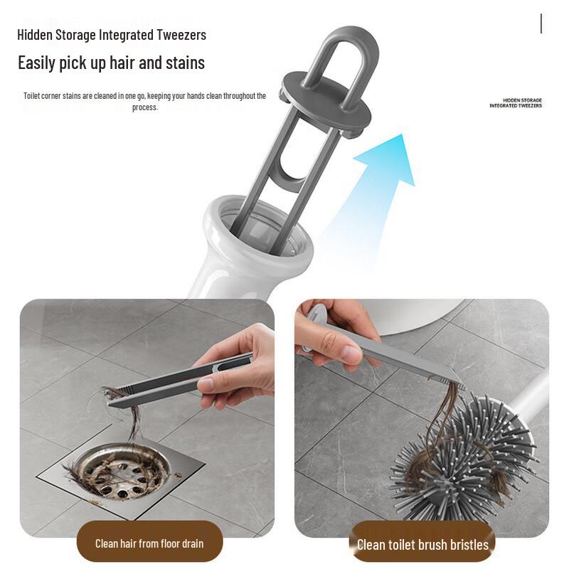 Wall-Mounted Silicone Toilet Brush Set