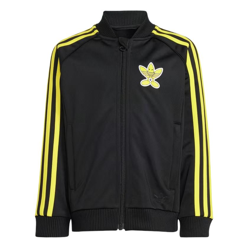 Adidas Originals X Smiley World Kollaboration Lässiger Sportanzug SST Weiche Hautfreundliche Stilvolle Vielseitige Warme Kinderanzug Schwarz JD0450