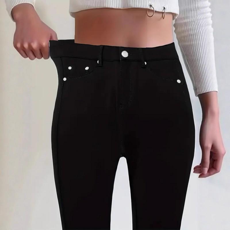 TEMU TK Hit Women s Clothing Fashionable Khaki Stretch Skinny Jeans L чёрный