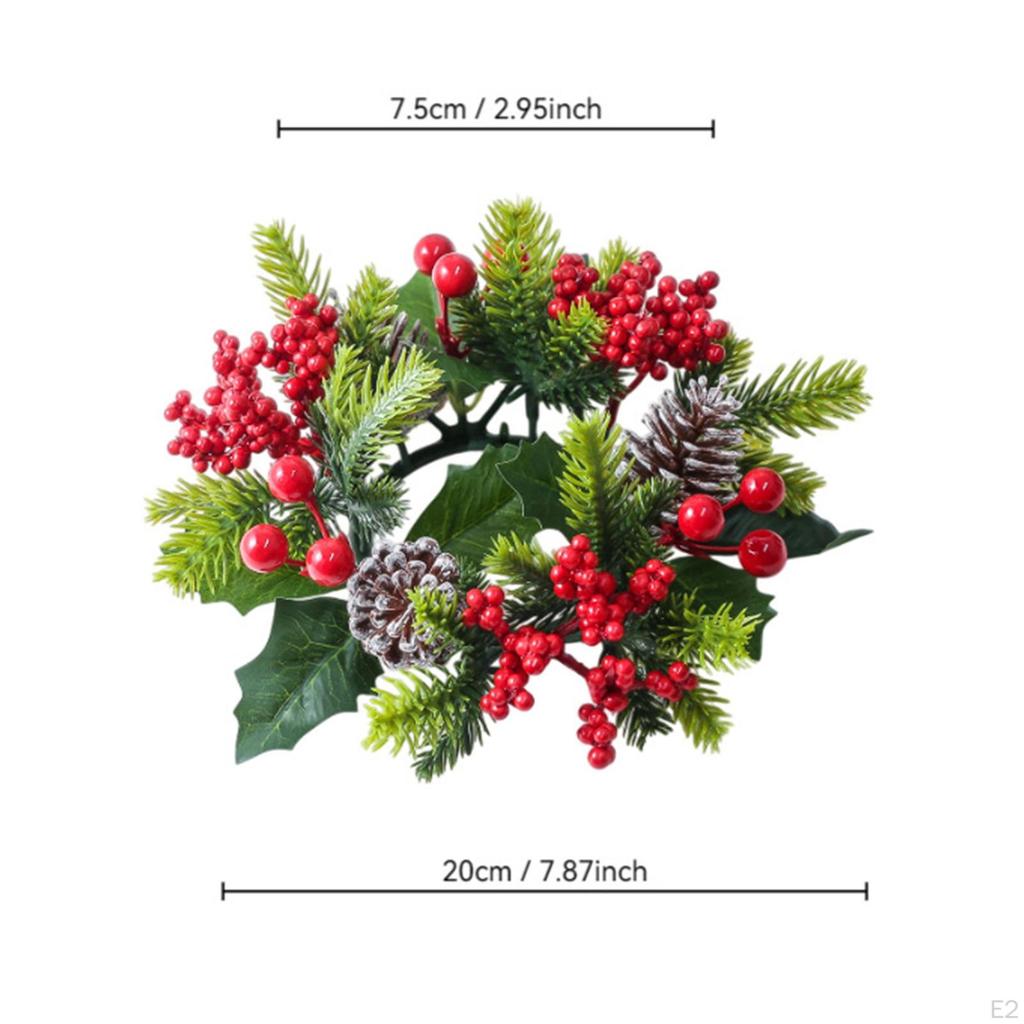 Christmas Candle Ring Wreath Holder for Party Kitchen Festival