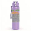 1PC Green Leaf Minimalist Square Art Print 750ml Portable Sports Water Bottle Leakproof Gym Outdoor Travel Drink Cup