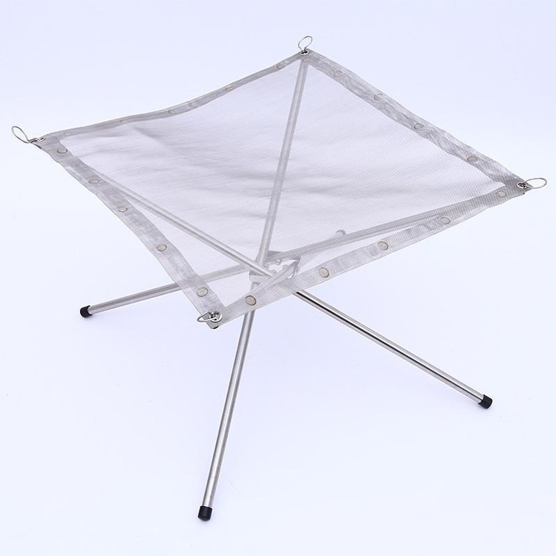 Foyer Portatif Extérieur Grille en Acier Pliante Support de Feu Poêle Chauffage au Bois Matériel de Camping Jardin Arrière Avec Sac de Transport