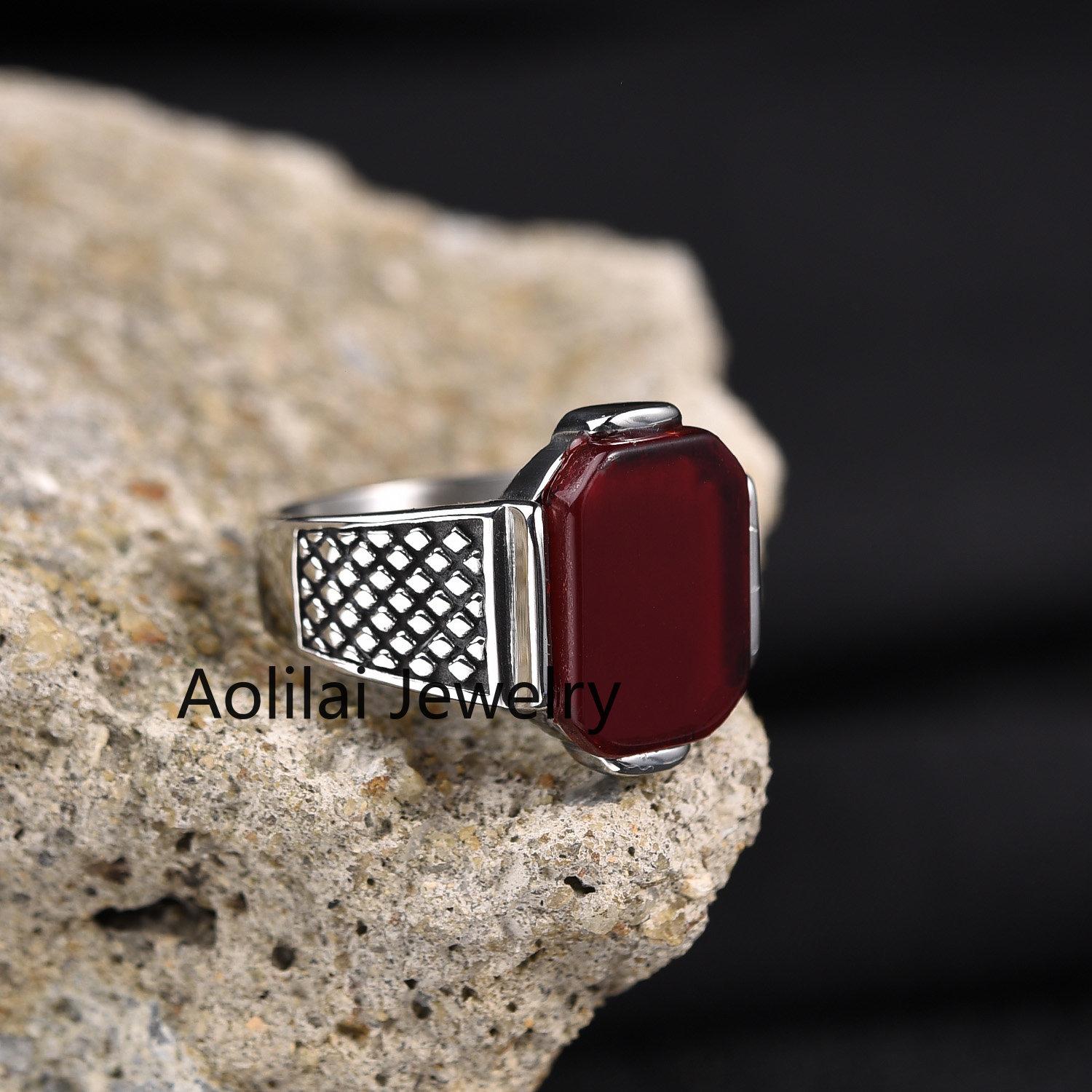 

Мужские высококачественные кольца из нержавеющей стали с разноцветными драгоценными камнями, ониксовые кольца, ювелирные изделия, профессиональное заводское производство 13