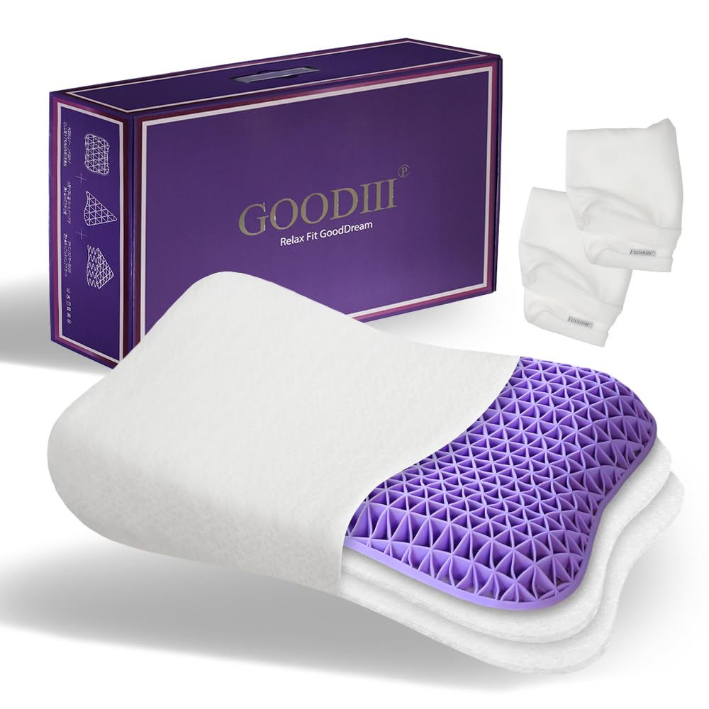 

Good3p 3D Gel a comfortable sleep aid for stiff and neck Machine Includes two Pillow, Gussleepy, shoulders, snoring, pain. washable. pillowcases. фиолетовый