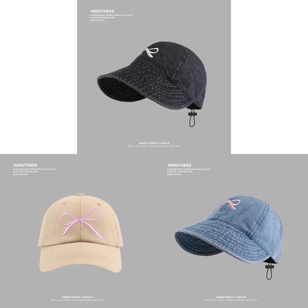 Bow Embroidered Baseball Cap With Sunshade And Breathable Cotton For Teens And Adults