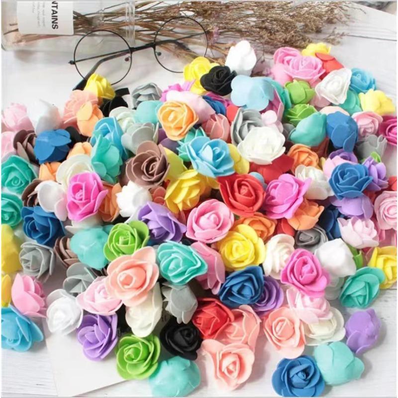 50~200 Stück Künstliche Rosenköpfe Schaumstoff Künstliche Blumen für Rosenbär Valentinstagsgeschenk Hochzeit Handgemacht DIY Blumendekorationen