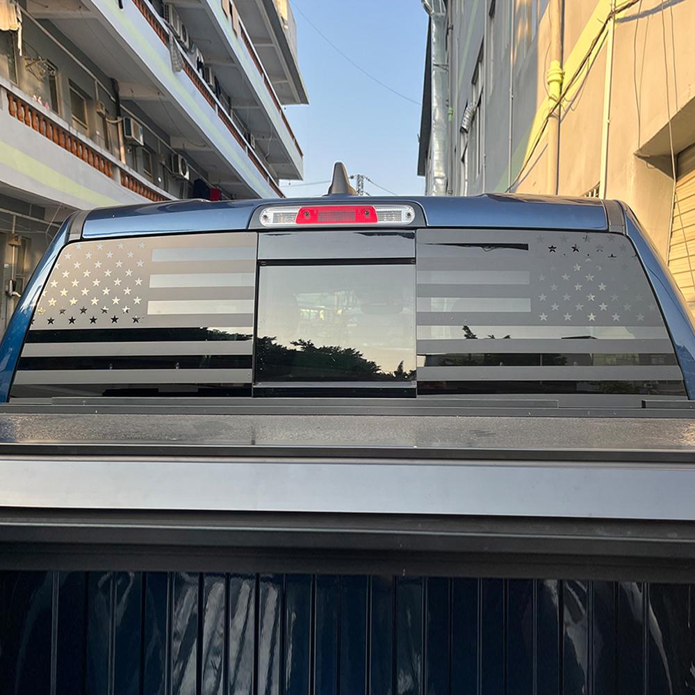 UAL3 for Dodge Ram 2009-2025 Car Rear Window Stickers Back Windshield Glass Decal USA Flag PVC Cover Trim Exterior Accessories