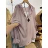 Women's Beige Loose Button Down Shirt Long Sleeve Lightweight Casual Blouse