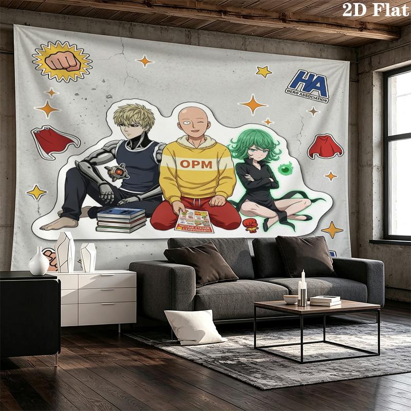 Onepunch Man Wall Tapestry Aesthetic Wall Hanging Printed Fabric Blanket Decorative Tapestries For Bedroom Living Room Home Decor