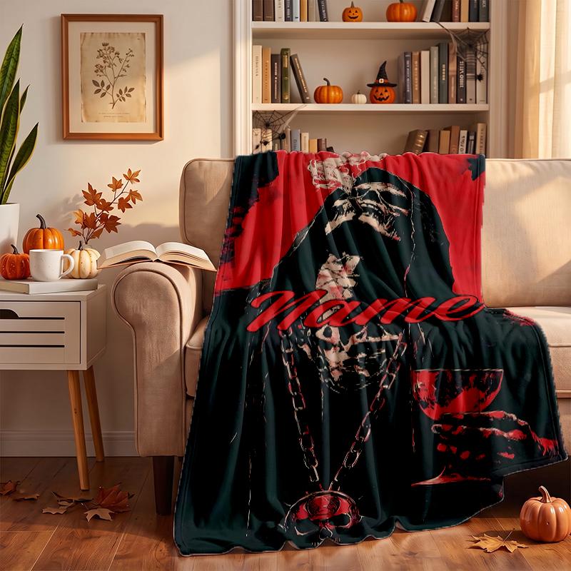 Dark Gothic Custom Flannel Blankets Soft Warm Cozy Throws for Home Decor Holiday Gifts
