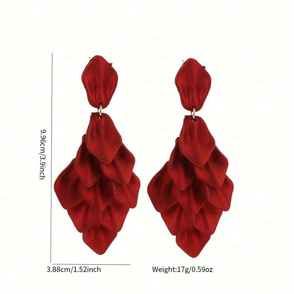 1 Pair Bohemian Floral Petal Tassel Acrylic Clip-On Earrings, High-End Piercing-Free Party Jewelry for Women