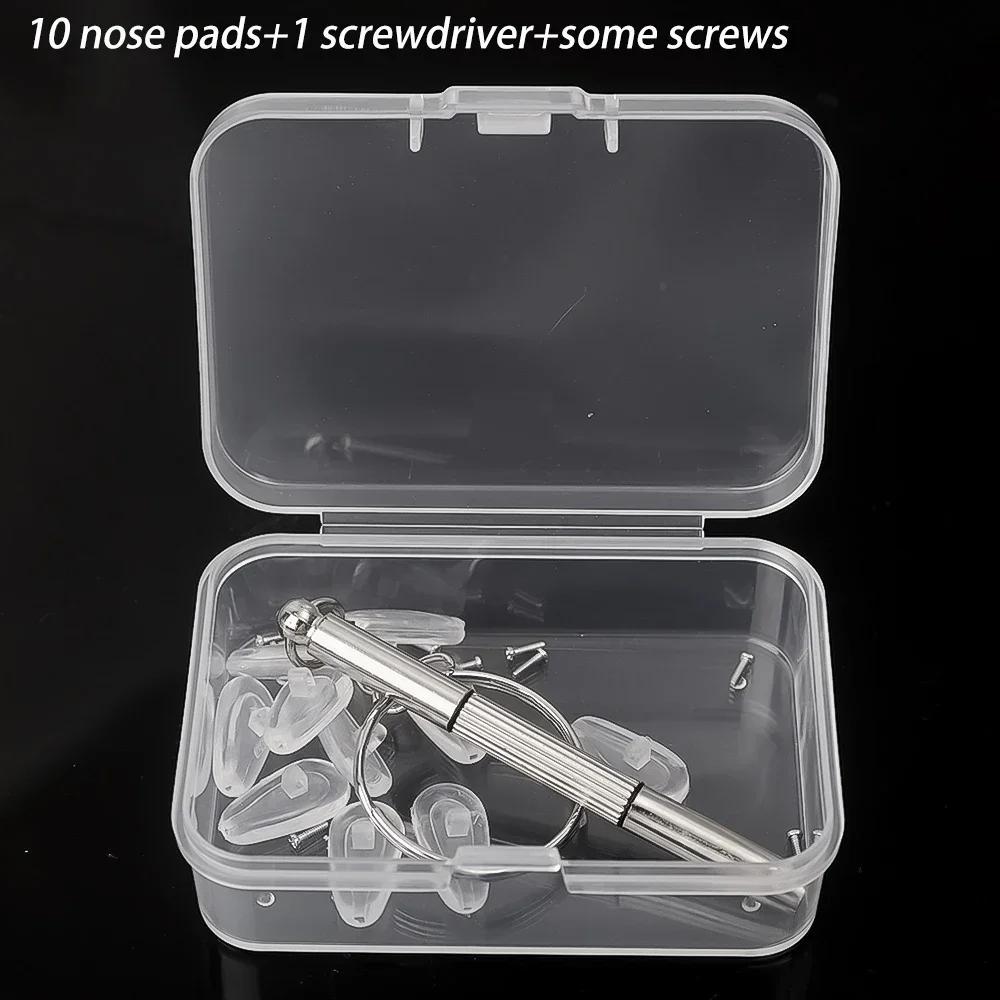 20sets Silicone Nose Pads for Glasses with Screwdriver Soft Air Chamber Eyeglasses Anti-slip Nose Pad Screw Replace Repair Tools