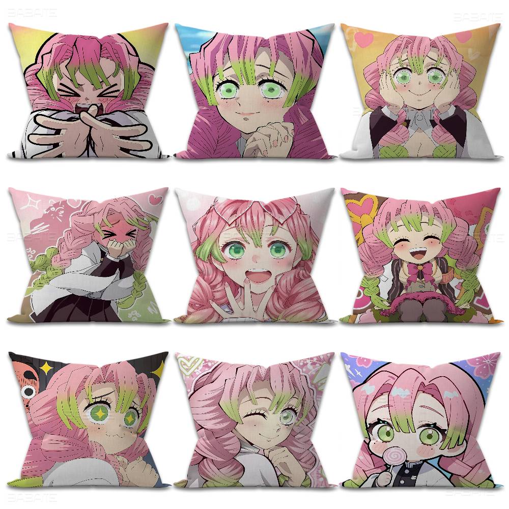 Anime Character Mitsuri Kanroji Pillow Cushion Cover Pillowcase Living Room Sofa Home Decor Customized