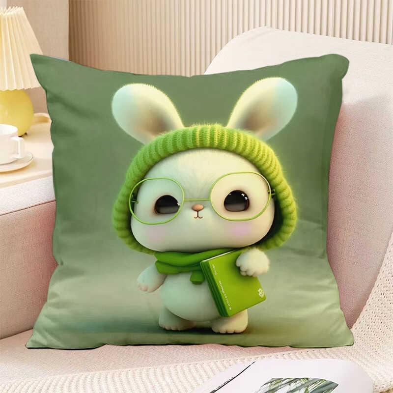 

Декоративная наволочка с милым принтом кролика для спальни, гостиной, квадратная подушка, наволочка 40x40cm