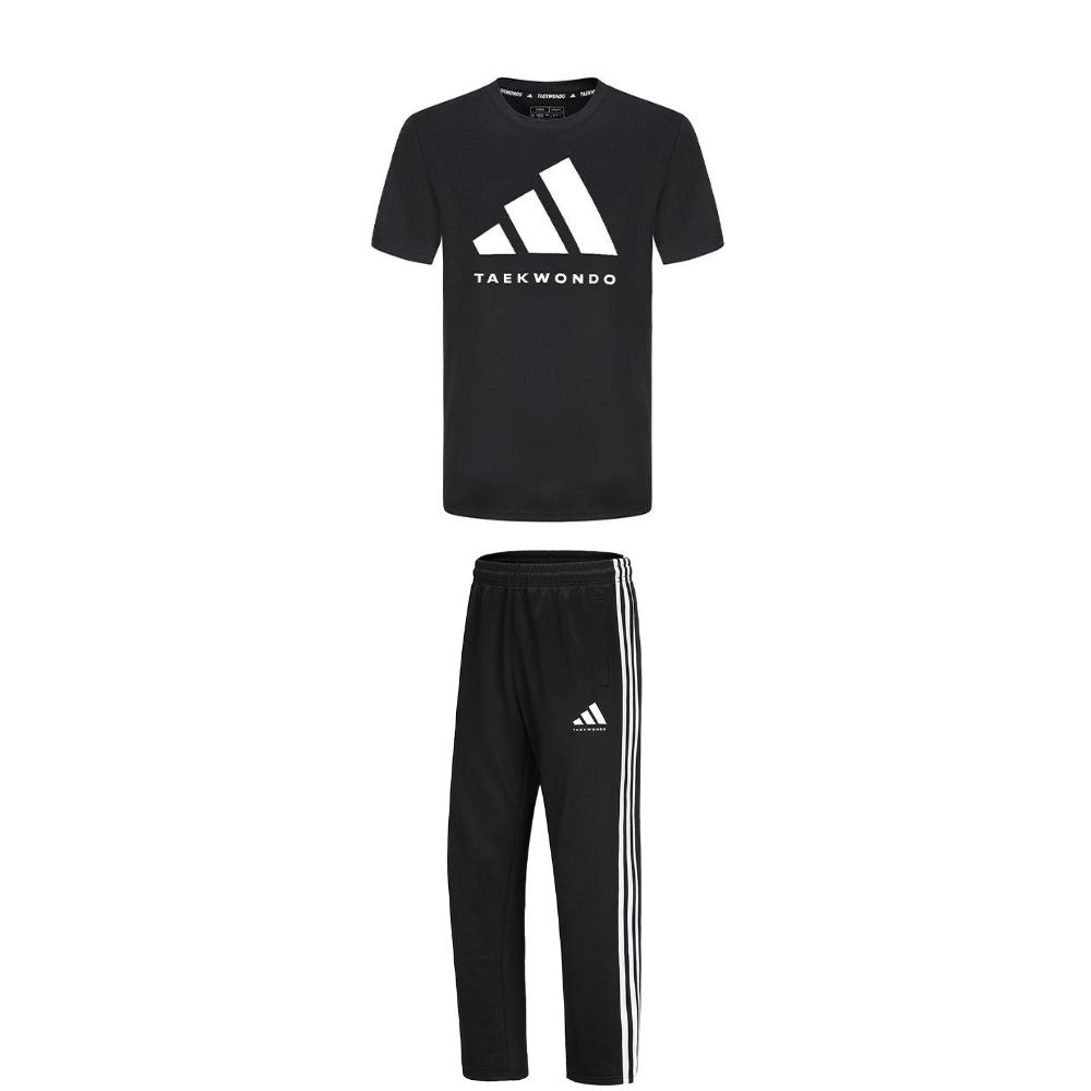 

Adidas Taekwondo Pullover Round Neck Simple Short Sleeve T-Shirt Comfortable Striped Fashion Long Pants Casual Sports Suit ADICLTS24TKP-BW+TR30PT-BW XL