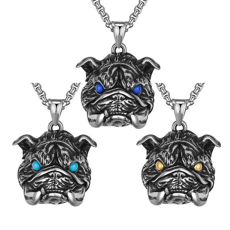 English Bulldog Titanium Steel Men's Pendant Necklace